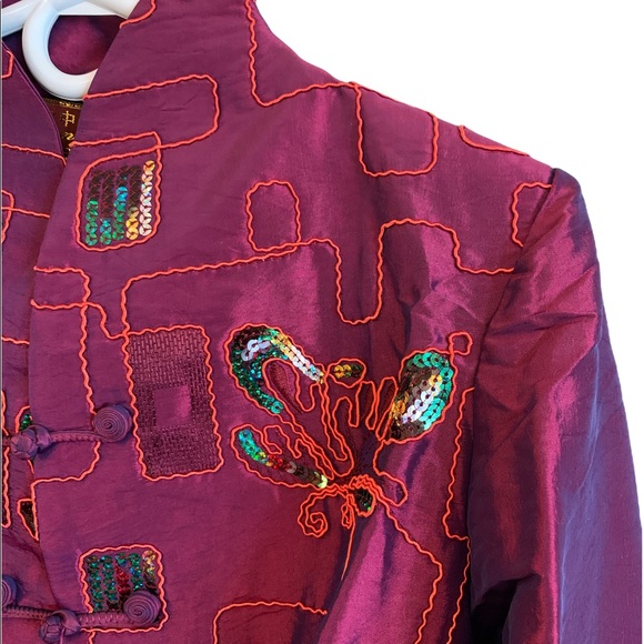 Vintage Royal Purple Top with Chinese Button Knots | Medium - Picture 4 of 4